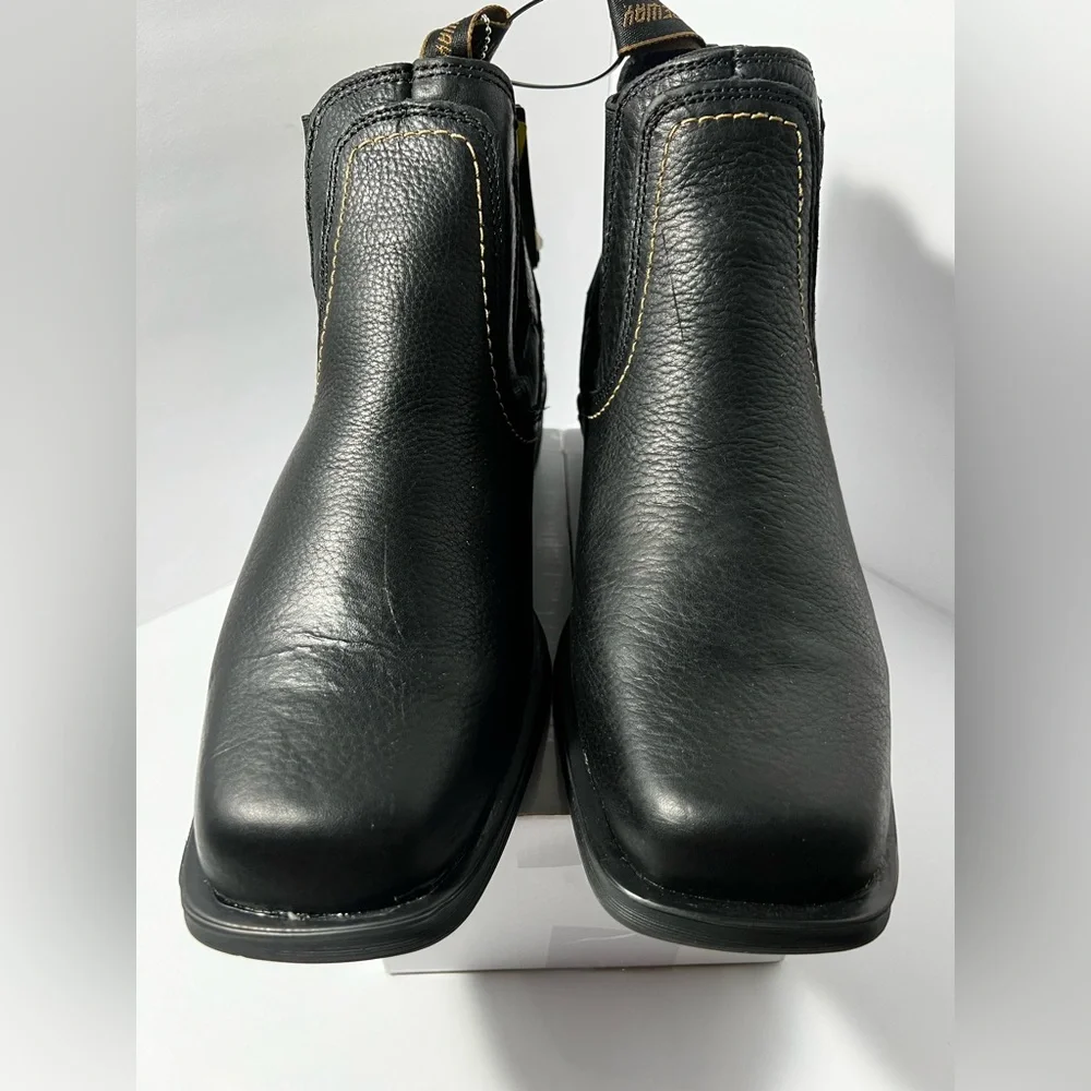 Sureway‎ Steel Toe Work Boots Black Tumbled Leather Slip On Safety Boots Mens 9